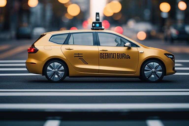 Autonomous vehicle on city street at dusk