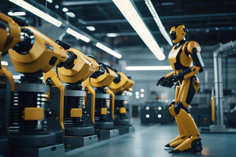 Robots in modern industrial automation facility.